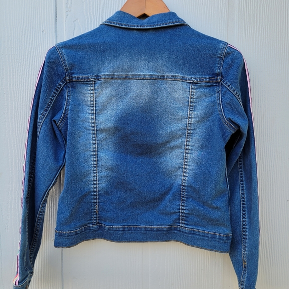 Wonder Nation Juniors Jean Jacket Size XL 14-16 Rainbow Ribbon - Picture 3 of 5